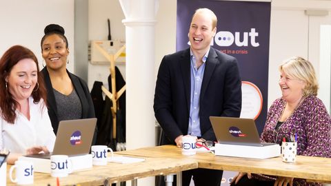 preview for Prince Harry, Meghan Markle, Prince William, and Kate Middleton Help Launch Shout