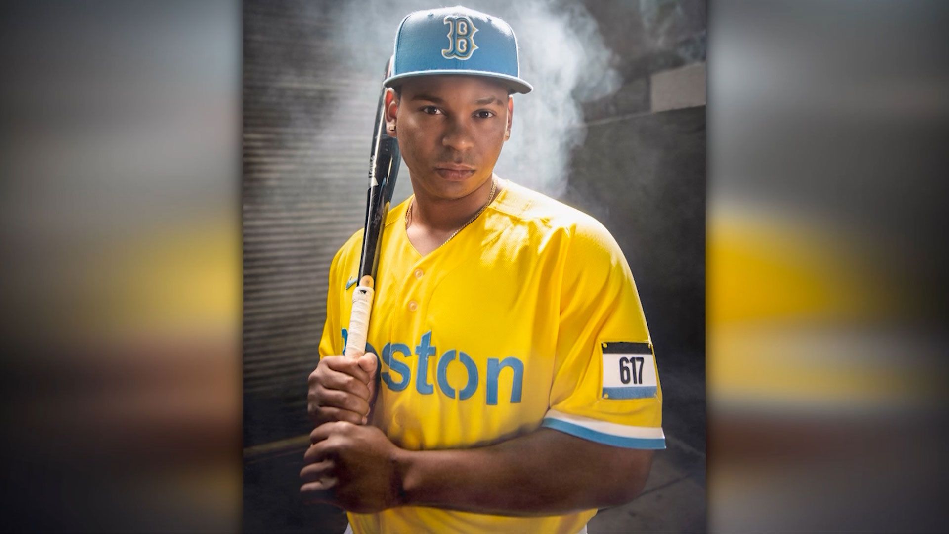 The Red Sox will be wearing yellow and blue uniforms on Patriots' Day  weekend