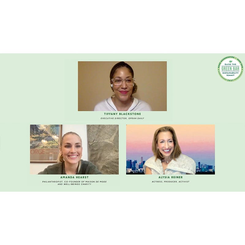 good housekeeping and made safe raise the green bar sustainability summit 2021 logo with speaker headshots