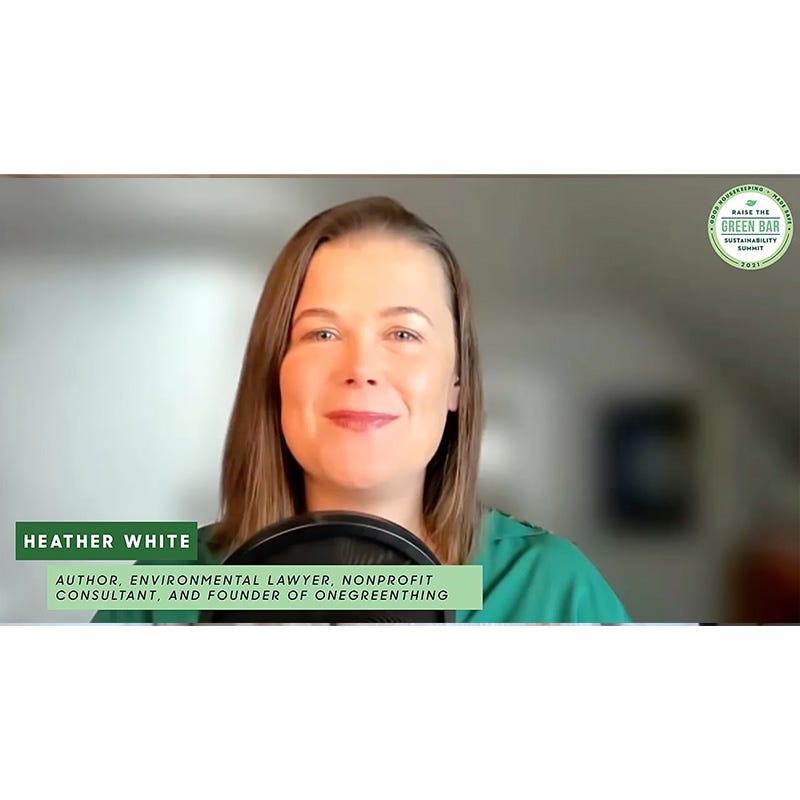 good housekeeping and made safe raise the green bar sustainability summit 2021 logo with speaker headshots