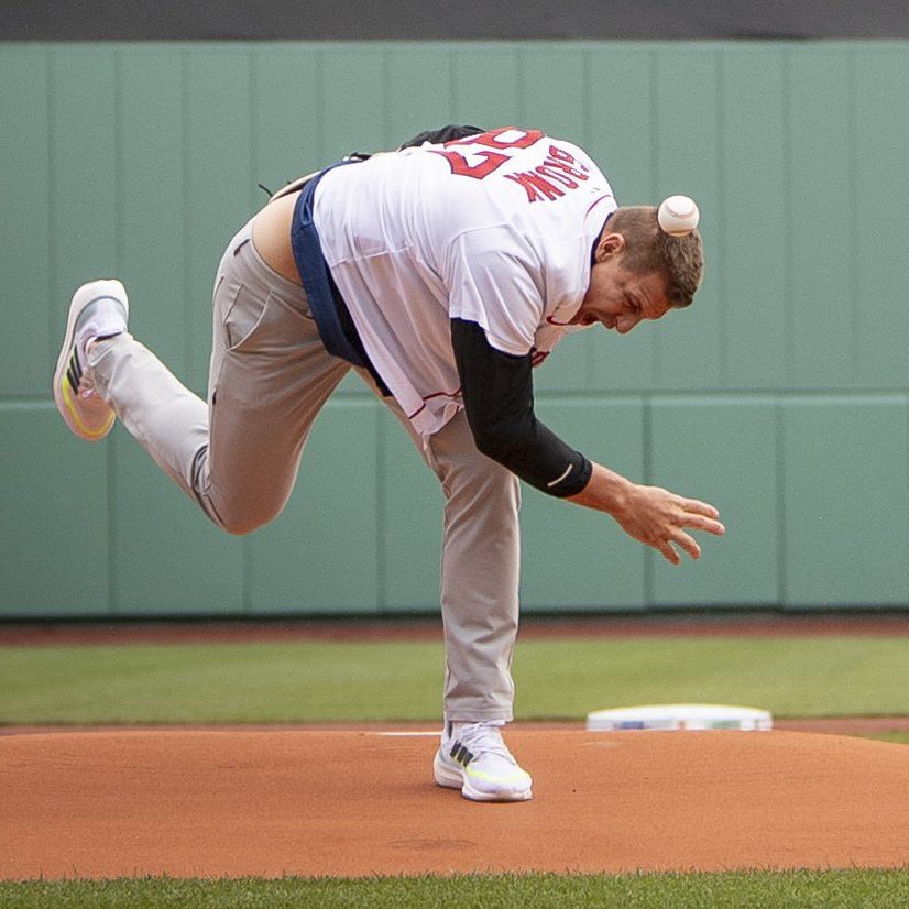 Gronk spike! Rob Gronkowski's iconic first pitch at Red Sox game