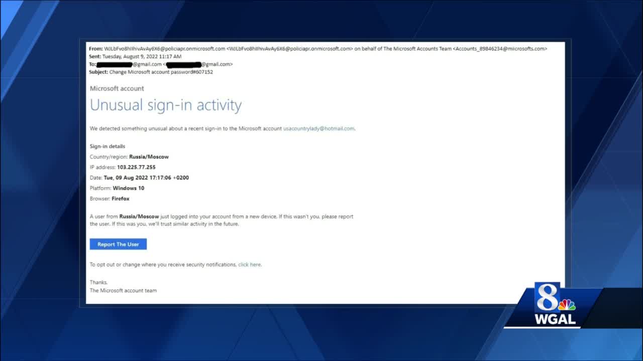 Scam email claims to be from Microsoft