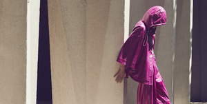 Pink, Purple, Red, Violet, Magenta, Outerwear, Fashion, Robe, Textile, Abaya, 