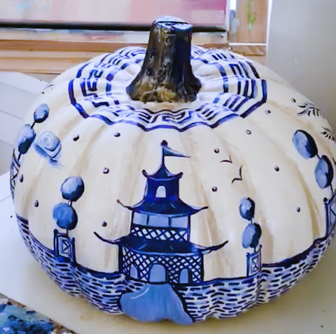 preview for Pumpkins transformed into Chinoiserie art