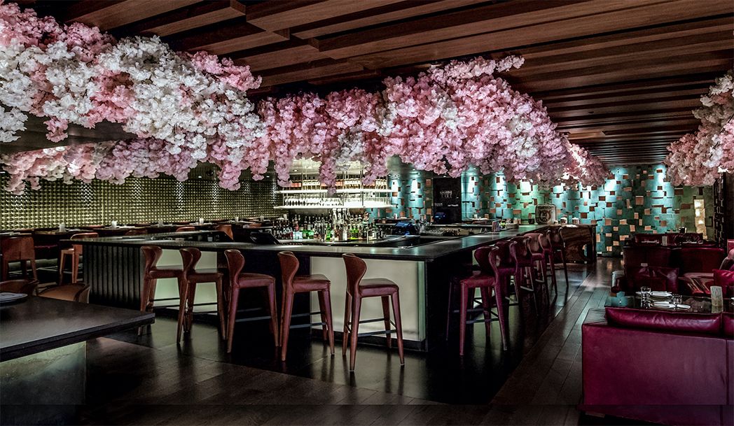 Cherry Blossom Installation In NYC — Zuma Restaurant Cherry Blossoms