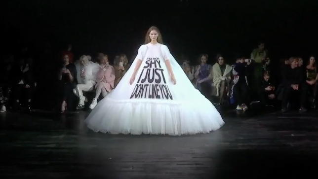 preview for Viktor & Rolf's slogan couture dresses