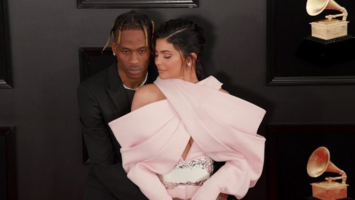preview for Kylie Jenner and Travis Scott walk the Grammys red carpet