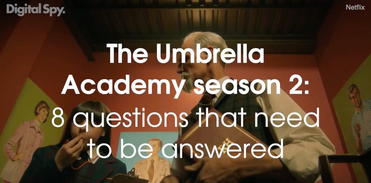 klaus robert sheehan, ﻿ben justin h min, cinco aidan gallagher, vanya ellen page, luther tom hopper, diego david castañeda y allison emmy raver lampman, en una imagen promocional de la segunda temporada de 'the umbrella academy'