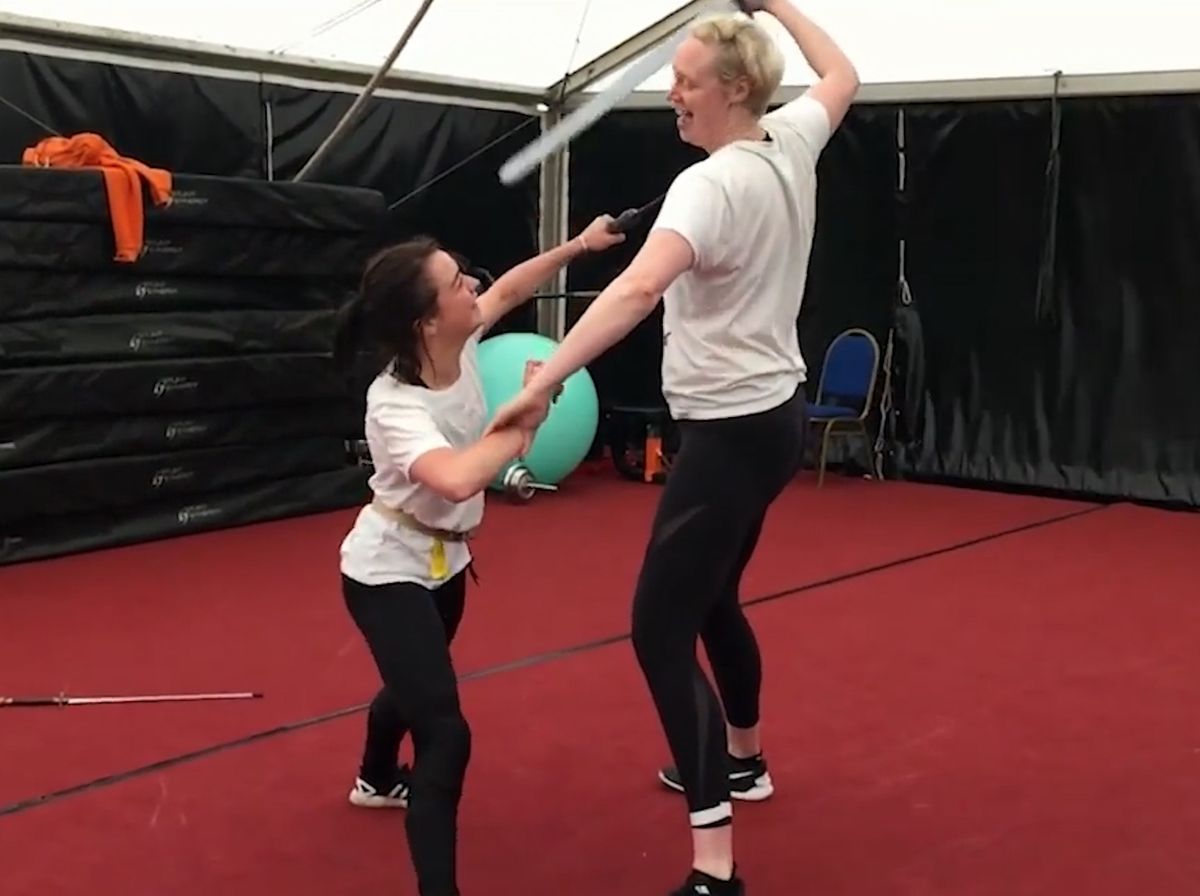 preview for Maisie Williams does insane knife trick in training for Game of Thrones fight scene
