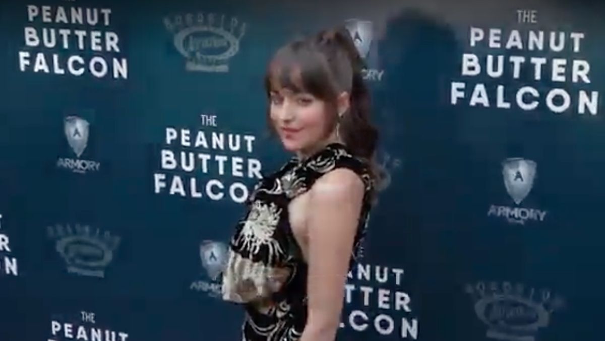 preview for Dakota Johnson in YSL at The Peanut Butter Falcon screening