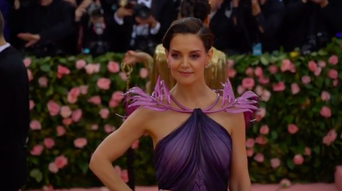 preview for Kate Holmes wearing Zac Posen at the 2019 Met Gala