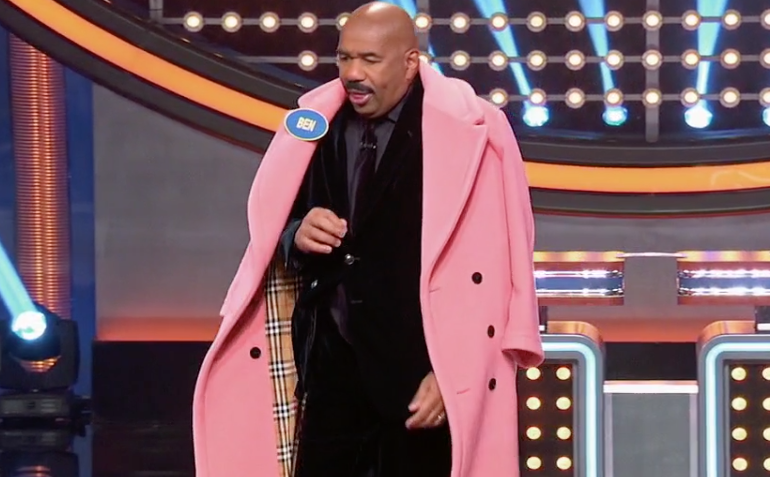 pink burberry coat macklemore