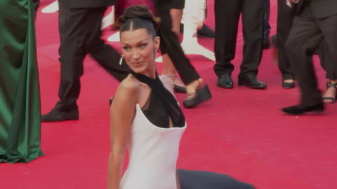 preview for Bella Hadid wearing vintage Jean Paul Gaultier at Cannes