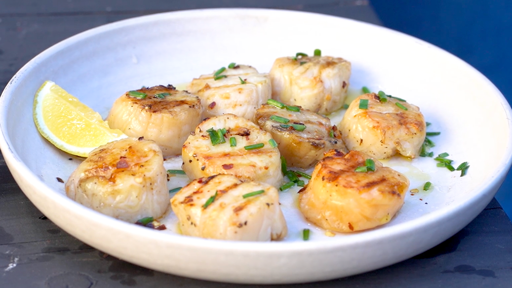 Video player poster image preview for Grilled Scallops Only Take Five Minutes