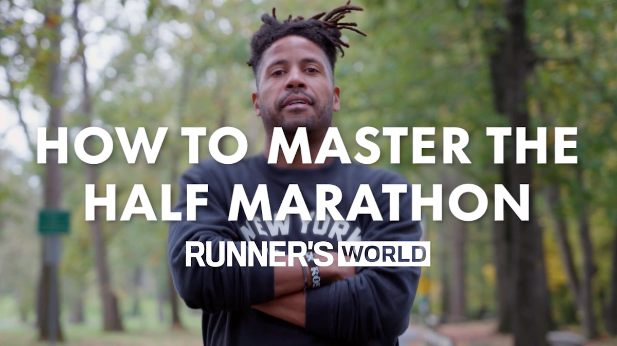 Runner’s World+ Membership Programs runners on treadmill and street, tying shoes, group of athletes talking, side plank