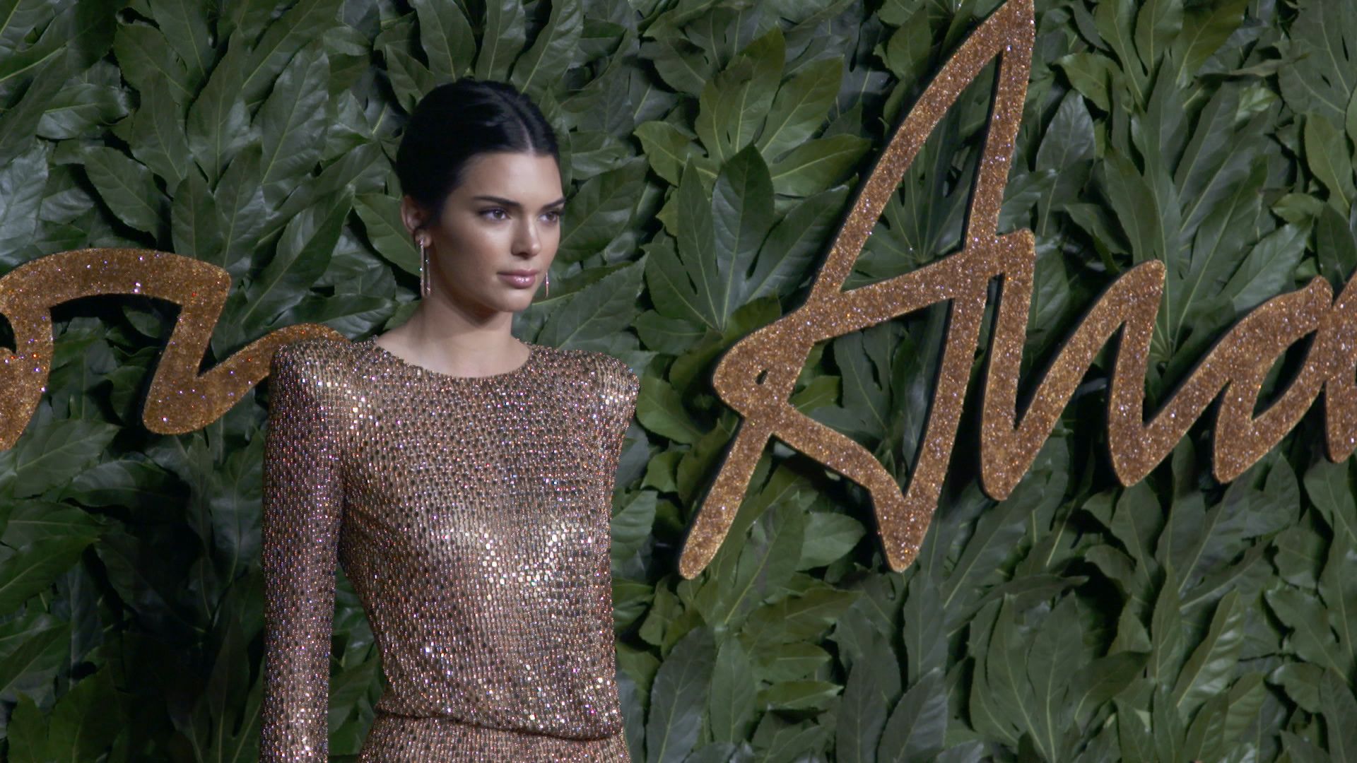 Kendall jenner sheer gold dress hotsell