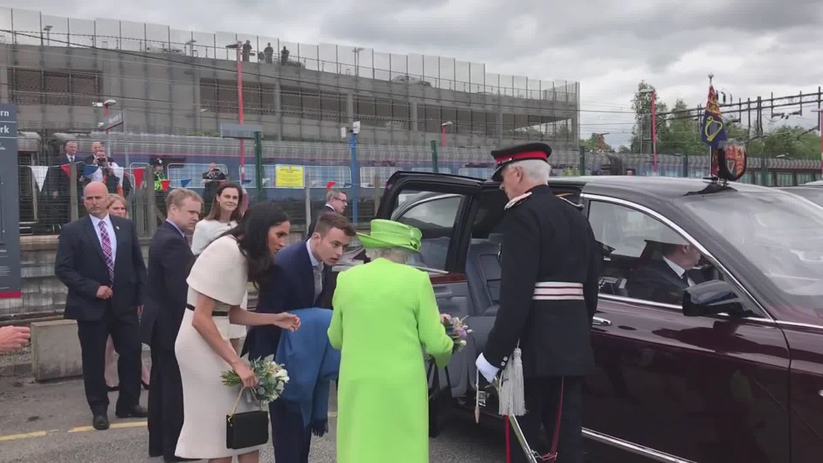 preview for Meghan Markle Checks The Royal Protocol On Getting Into A Car In A Sweet Moment With The Queen