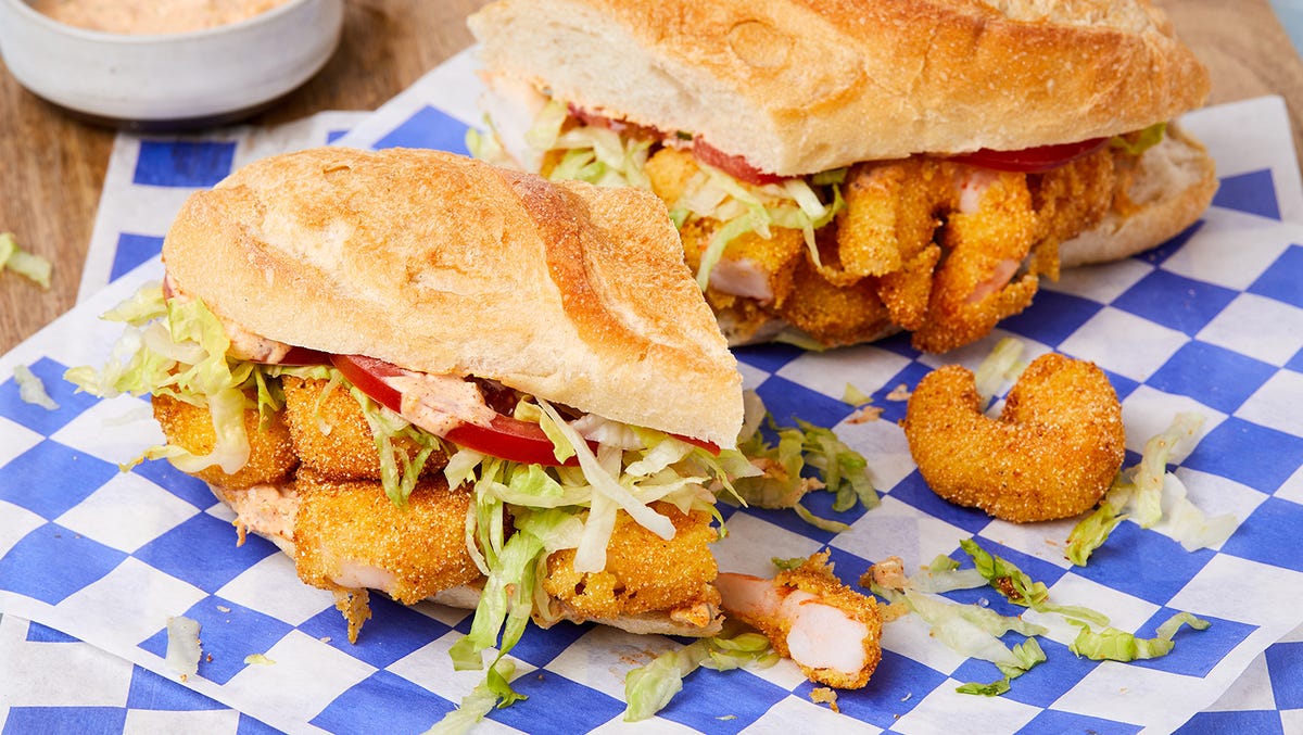 Video player poster image preview for It's TOTALLY Worth Deep Frying For This Shrimp Po’ Boy