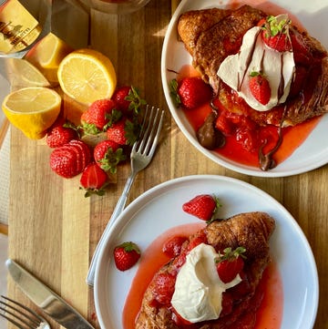 Strawberries & Cream French Toast Croissant strawberries and cream french toast croissant
