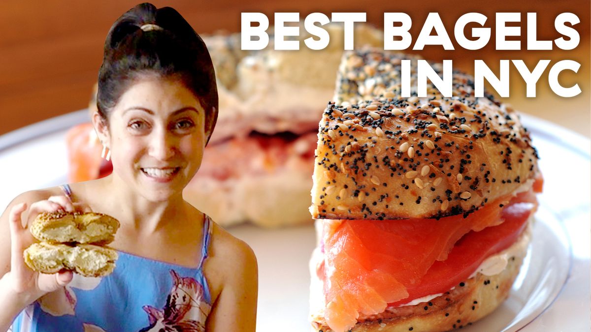 preview for 5 Bagels You Can ONLY Find In NYC | Delish Bagel Tour