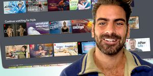 a netflix background showing thumbnails of nyle dimarco's favorite shows and a photo of nyle dimarco
