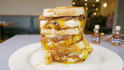 preview for This Diner Puts Mozzarella Sticks Inside Their Grilled Cheese Sandwiches