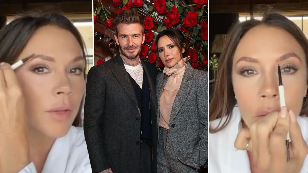 preview for Victoria Beckham shows off 'over plucked eyebrows' which husband David never sees