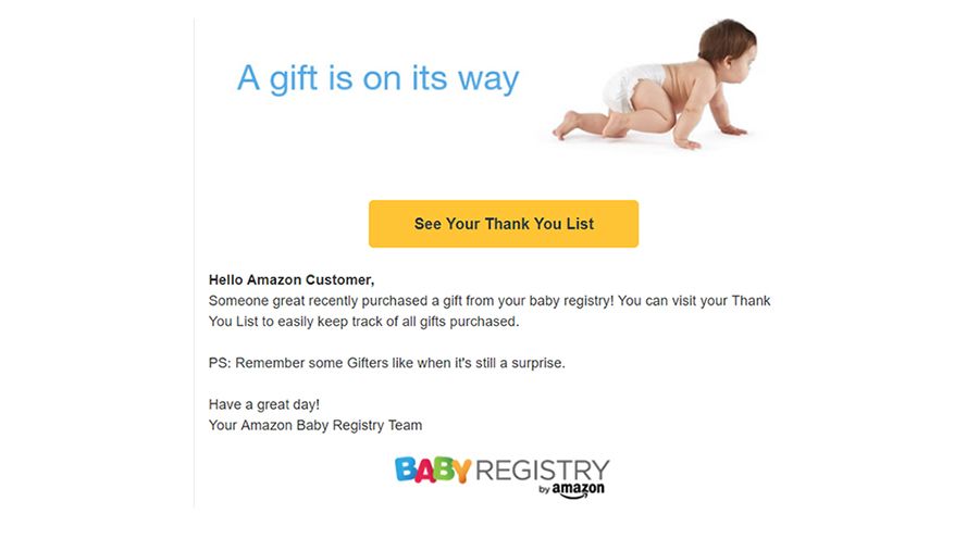 Amazon baby registry cheap item not received