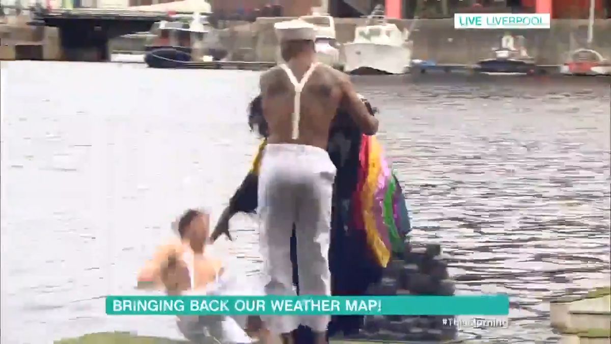 preview for This Morning's Alison Hammond accidentally pushes man into the River Mersey live on air