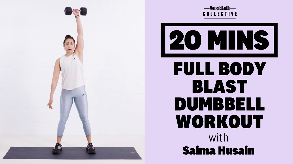preview for 20-minute full-body blast dumbbell workout with Saima Husain