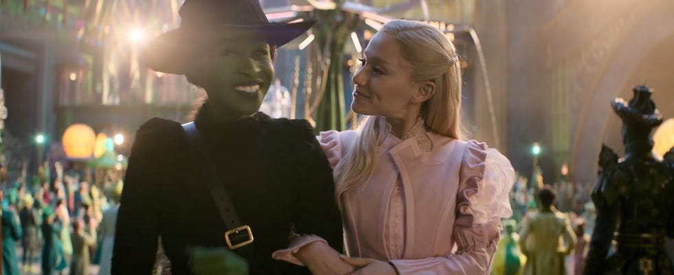 elphaba and glinda in 'wicked' the movie