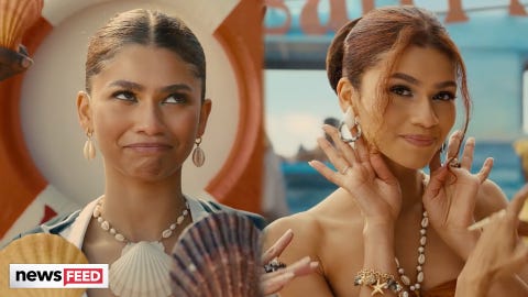 Zendaya Goes Mermaid in Seashell-Covered Dress for Squarespace Super
