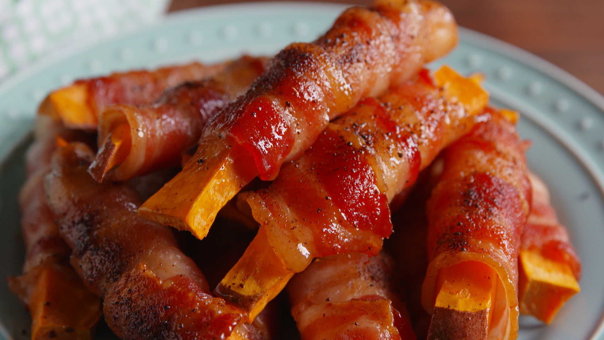 sweet potato wrapped in bacon dog treats