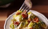 preview for These Cheesy Brussels Sprouts is the Best Brussels Side for Your Thanksgiving Feast.