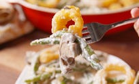 Video player poster image preview for Onion Ring Green Bean Casserole Will Be the First Side That's Gone on Thanksgiving.