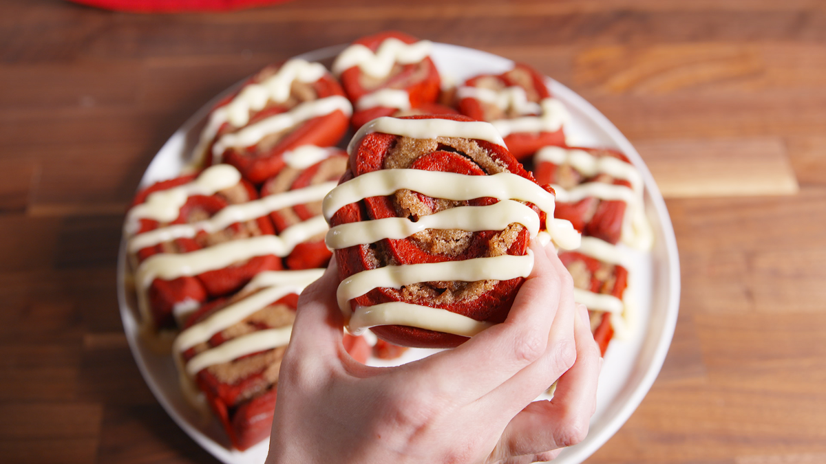 preview for Red Velvet Cinnamon Rolls Could Put Cinnabon Out Of Business!