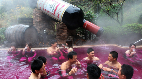 preview for This Japanese Spa Lets You Swim in a Pool of Red Wine