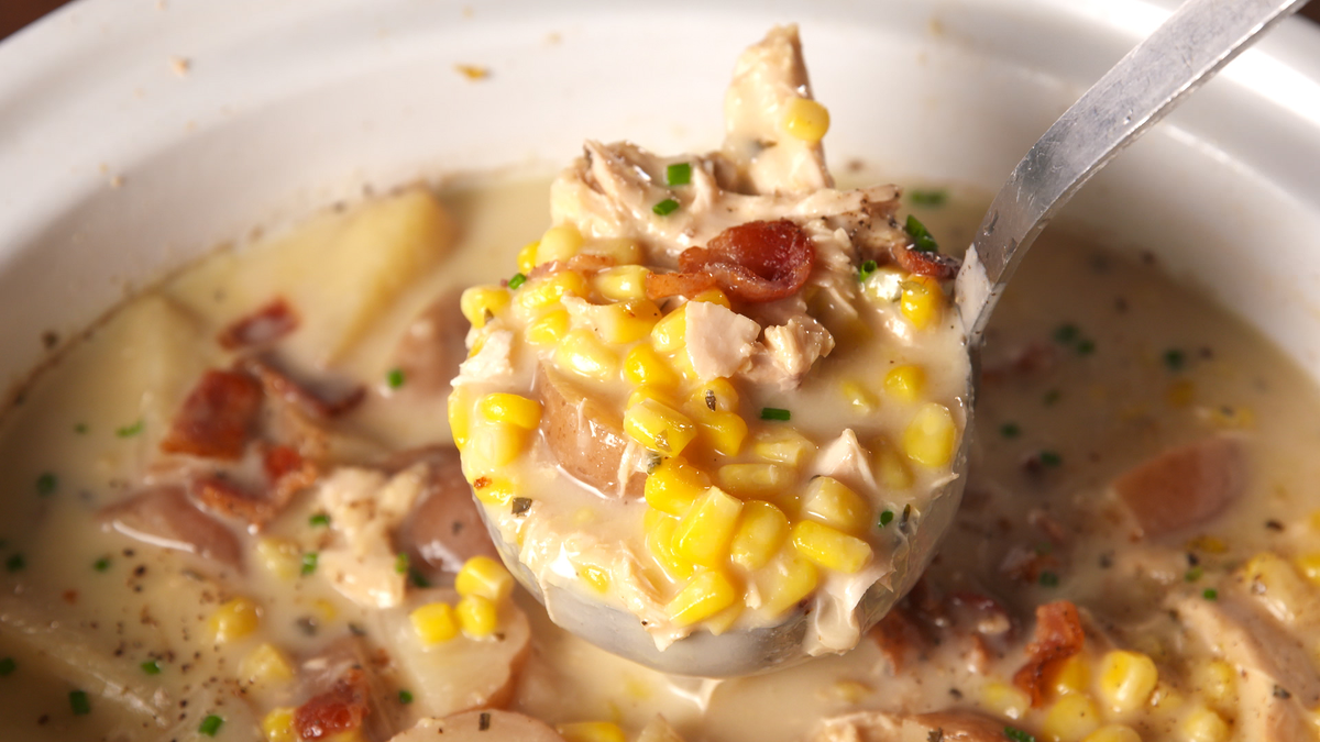 preview for Slow-Cooker Corn Chowder Is Loaded With Chicken and Bacon