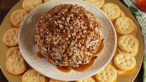 preview for Caramel Apple Cheese Ball = Fall Party Goals