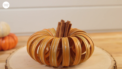 preview for How to Make a Rustic Pumpkin Out of Upcycled Mason Jar Bands