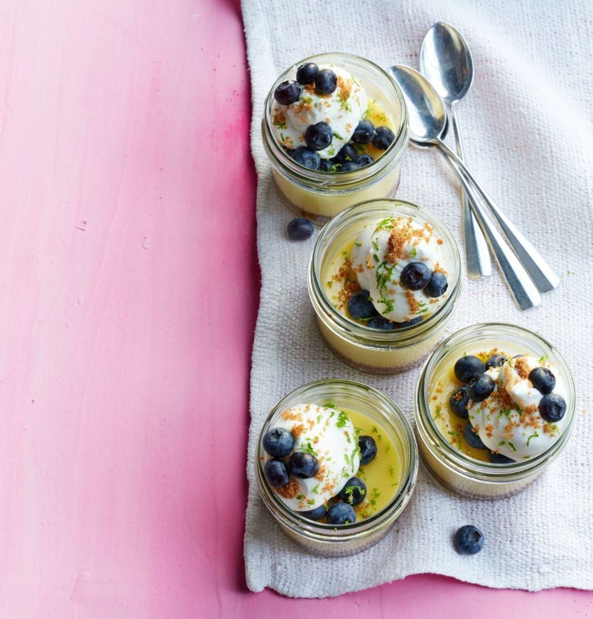 Key Lime and Blueberry Pies in Jars