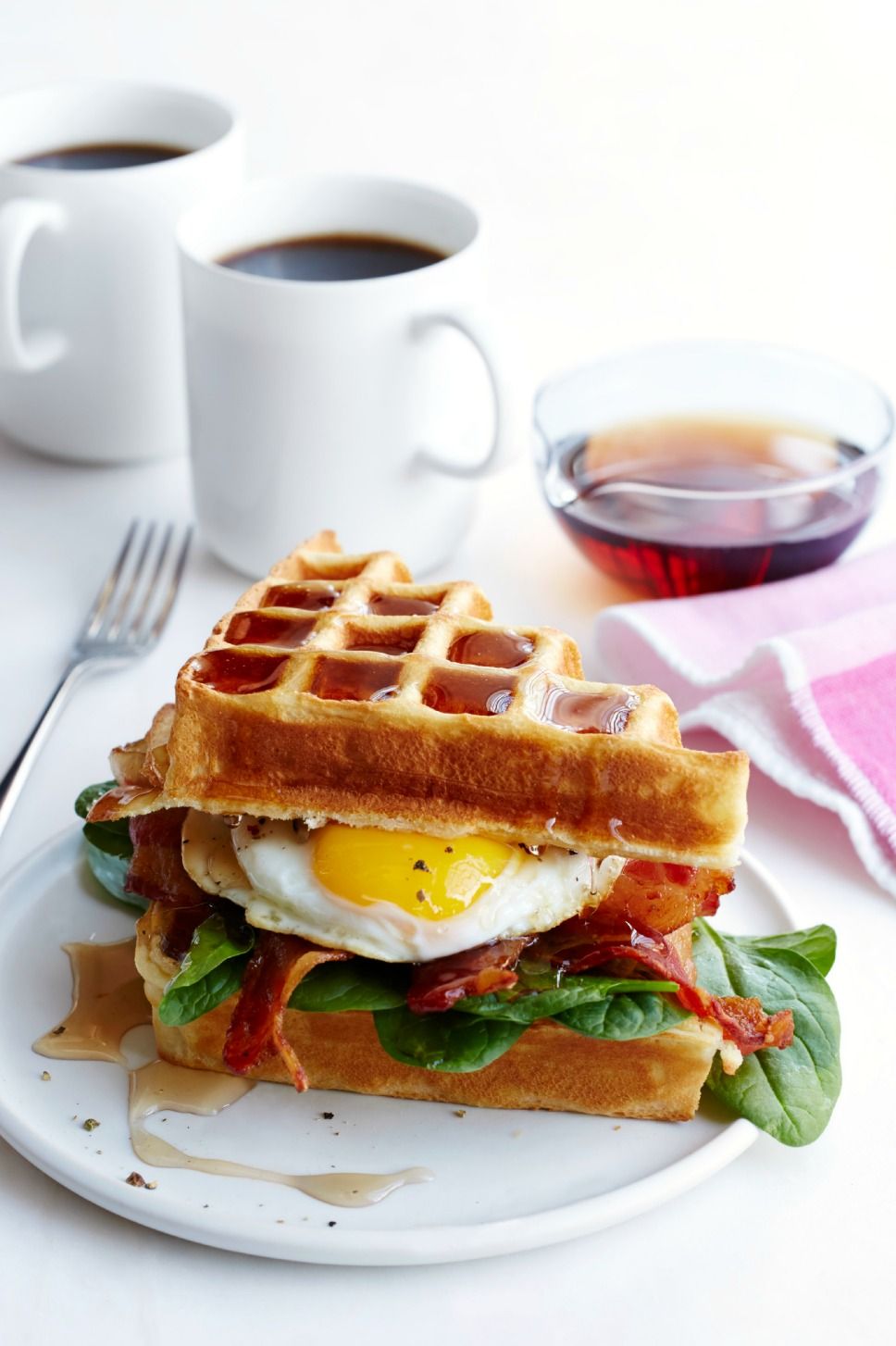waffle bacon and egg sandwich