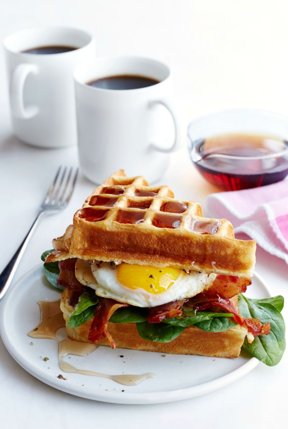 waffle bacon and egg sandwich