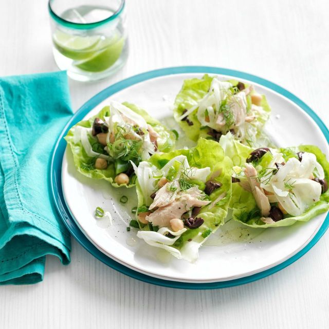 <p>Want to make this vegetarian? Omit the tuna and double the snap peas, then add 1 cup shelled edamame and 8 oz crumbled feta cheese. Serve in lettuce leaves or toss with salad greens.</p>
<p><a target="_blank" href="http://www.womansday.com/food-recipes/food-drinks/recipes/a50954/tuna-chickpea-lettuce-cups/"><strong>Get the recipe.</strong></a></p>
