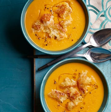 soup ideas - Cinnamon-Spiced Sweet Potato Soup with Maple Croutons soup ideas cinnamon spiced sweet potato soup with maple croutons