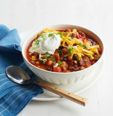 Vegetarian Chili with Wheat Berries, Beans, and Corn