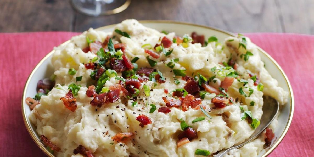 Sour Cream Smashed Potatoes with Bacon Crumbs