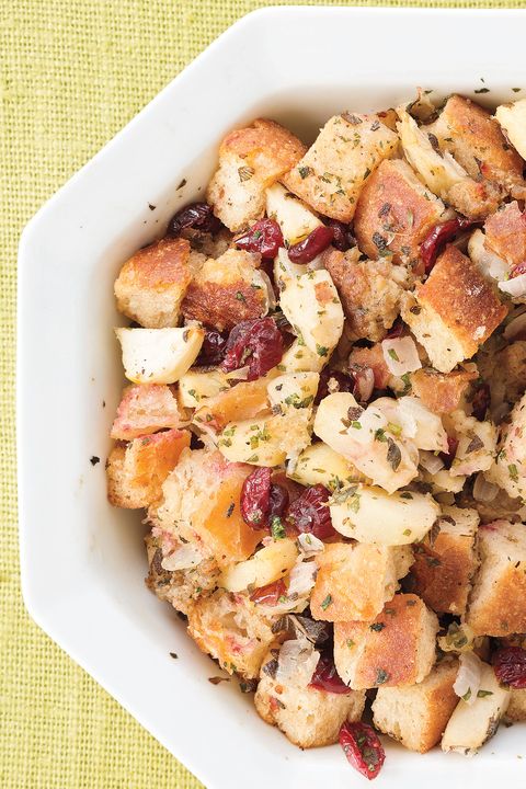 thanksgiving side dishes sourdough stuffing with sausage cranberries and apples
