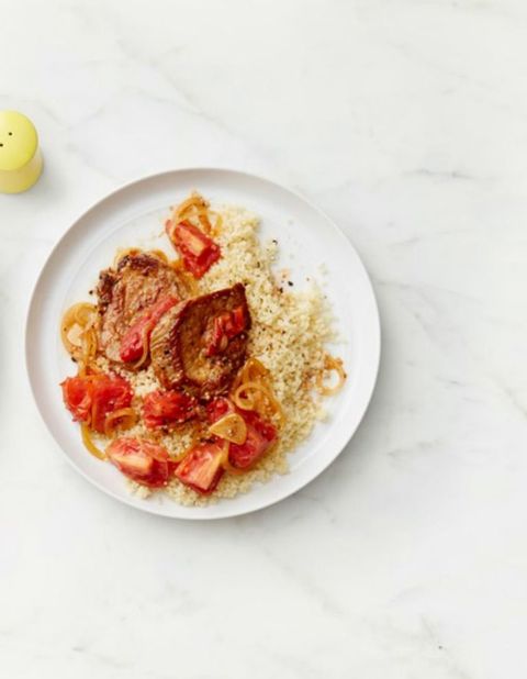 Pork with Stewed Tomatoes and Couscous