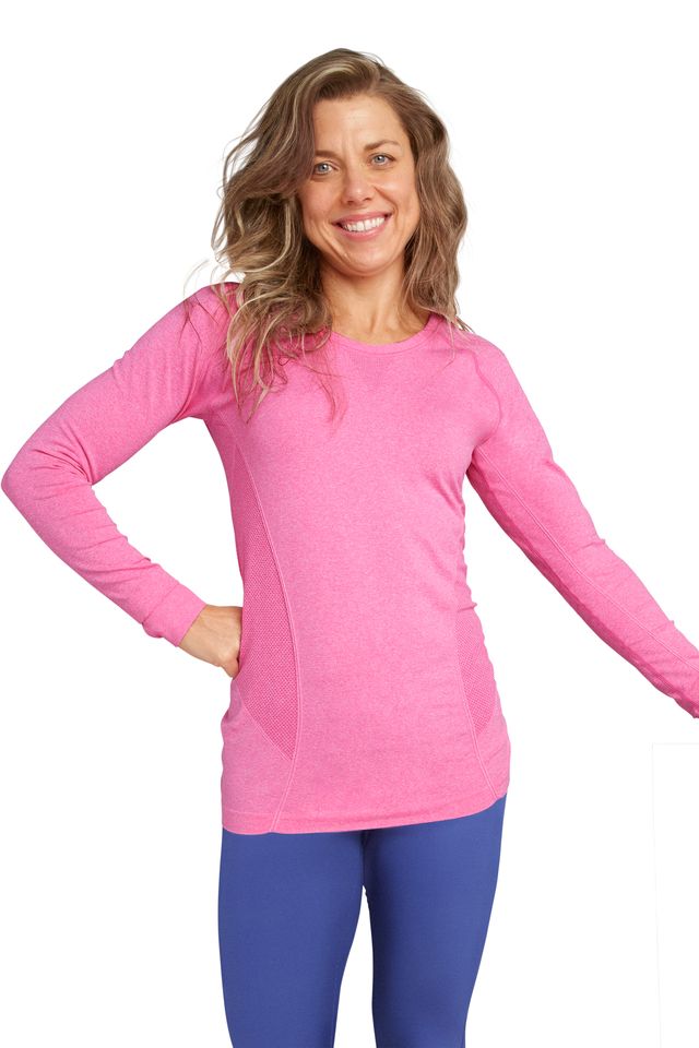 Clothing, Sleeve, Pink, Neck, Arm, Outerwear, T-shirt, Long-sleeved t-shirt, Shoulder, Magenta, 